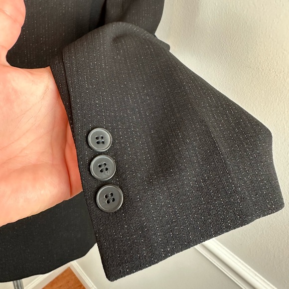 AMANDA SMITH Vintage Black Double Breasted Blazer NWT Satin & Metallic | Size 10 - Picture 7 of 13